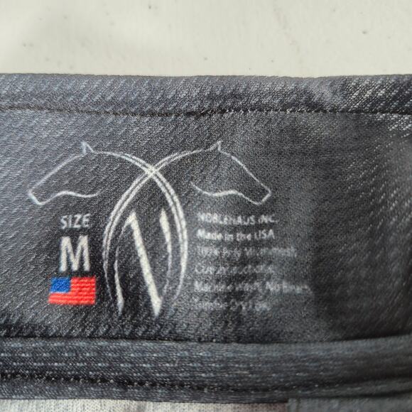 NobleHaus USA Black Gray Equestrian Horse Riding Print Top Shirt 1/4 Zip Medium - Picture 2 of 4